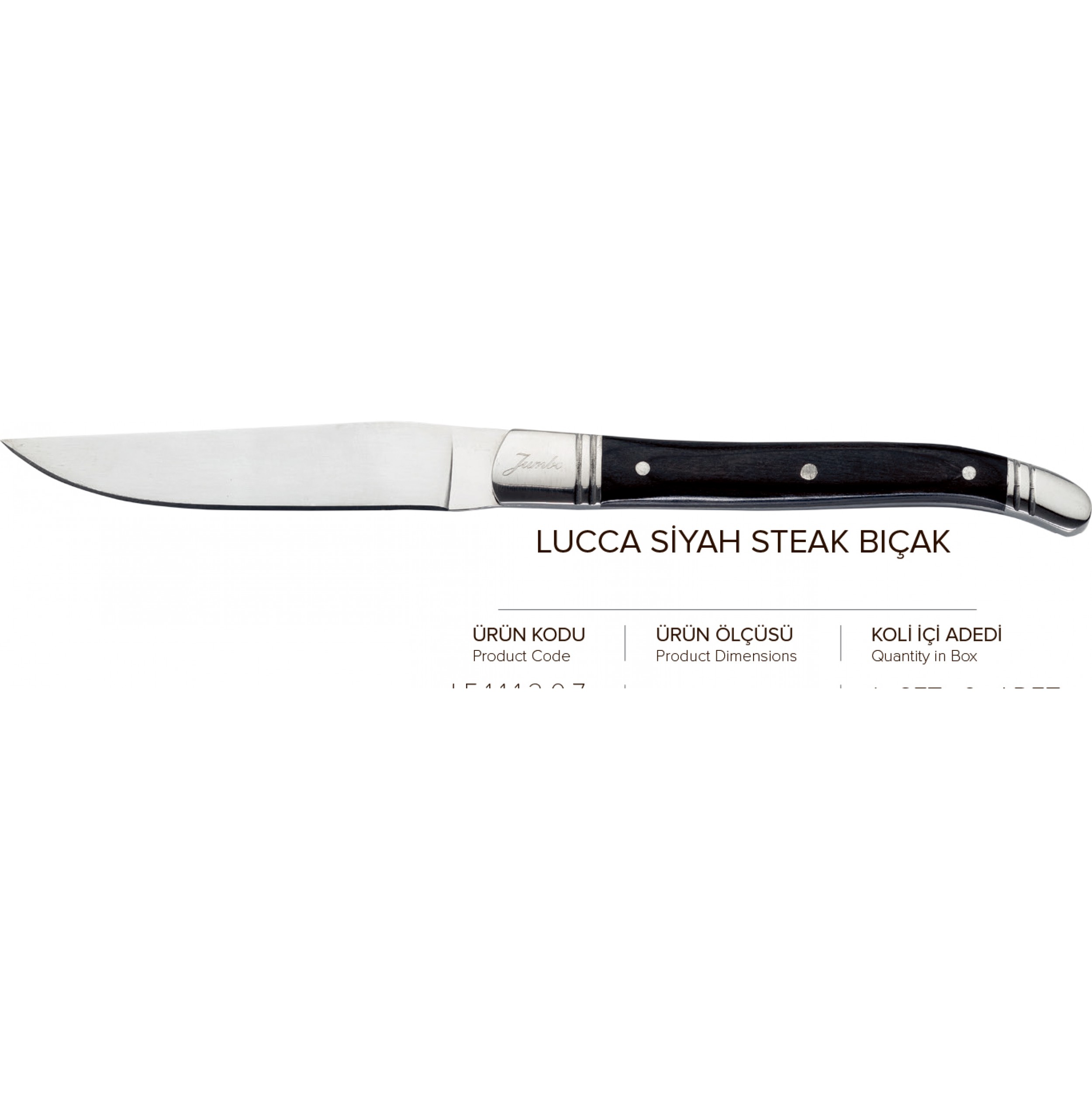 lucca siyah steak bıçak