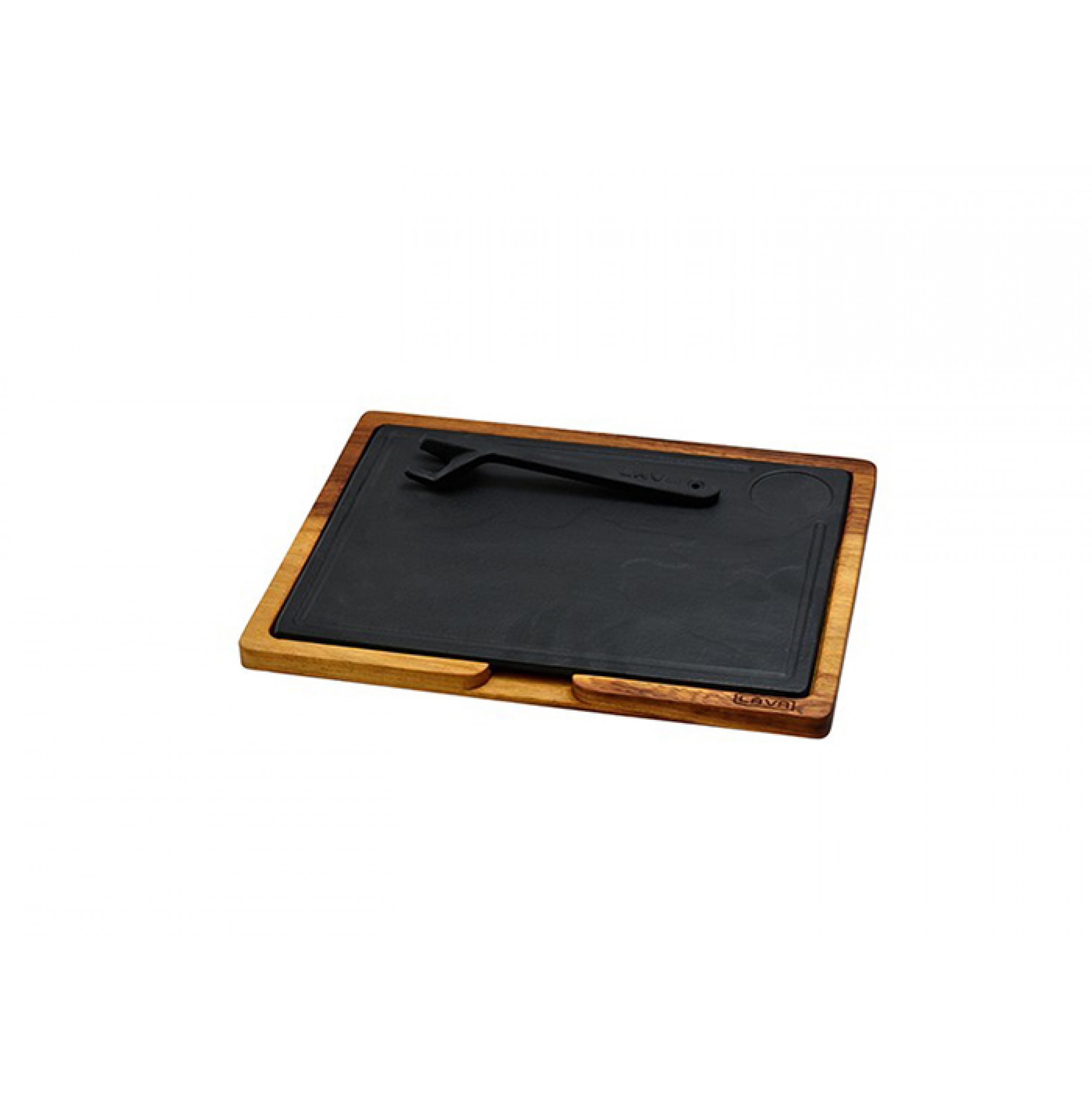 Lava Hot Plate Döküm Demir Plakalı Ahşap Servis Tahtası 24×33 cm