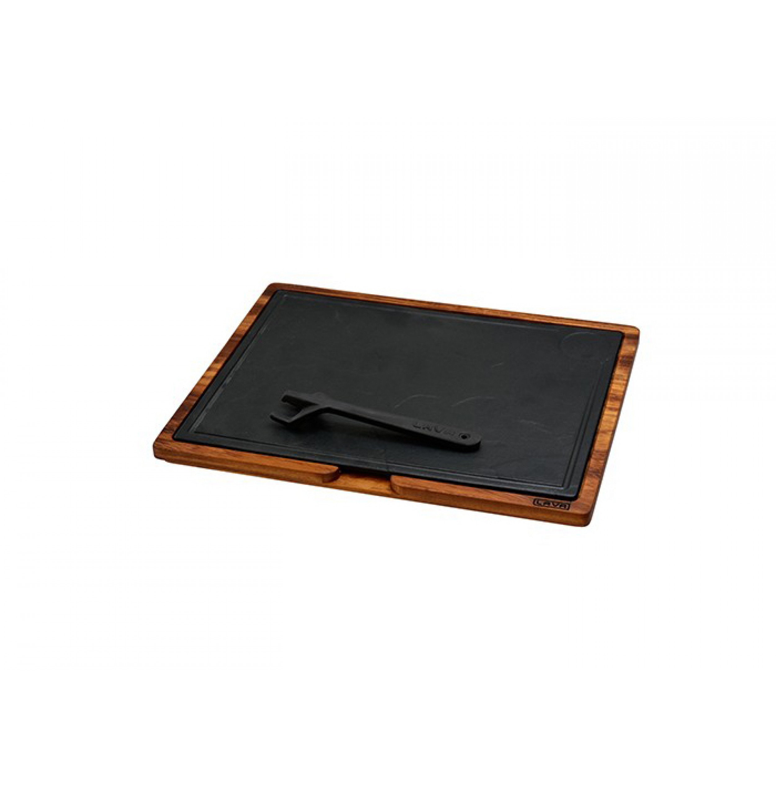 Lava Hot Plate Döküm Demir Plakalı Ahşap Servis Tahtası 30×40 cm